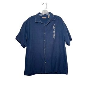 Vintage Sette Ponti Silk Blend Black Camp Shirt Short Sleeve Size Medium